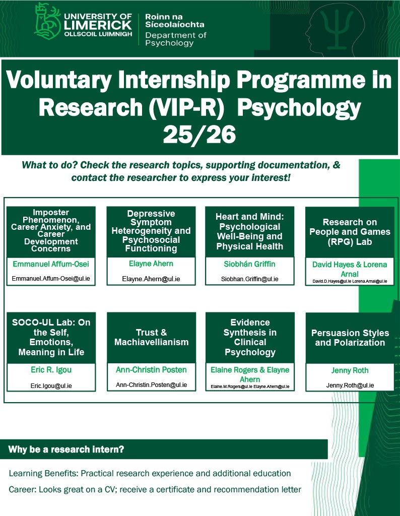 Psychology Voluntary Internship Programme in Research (VIP-R)